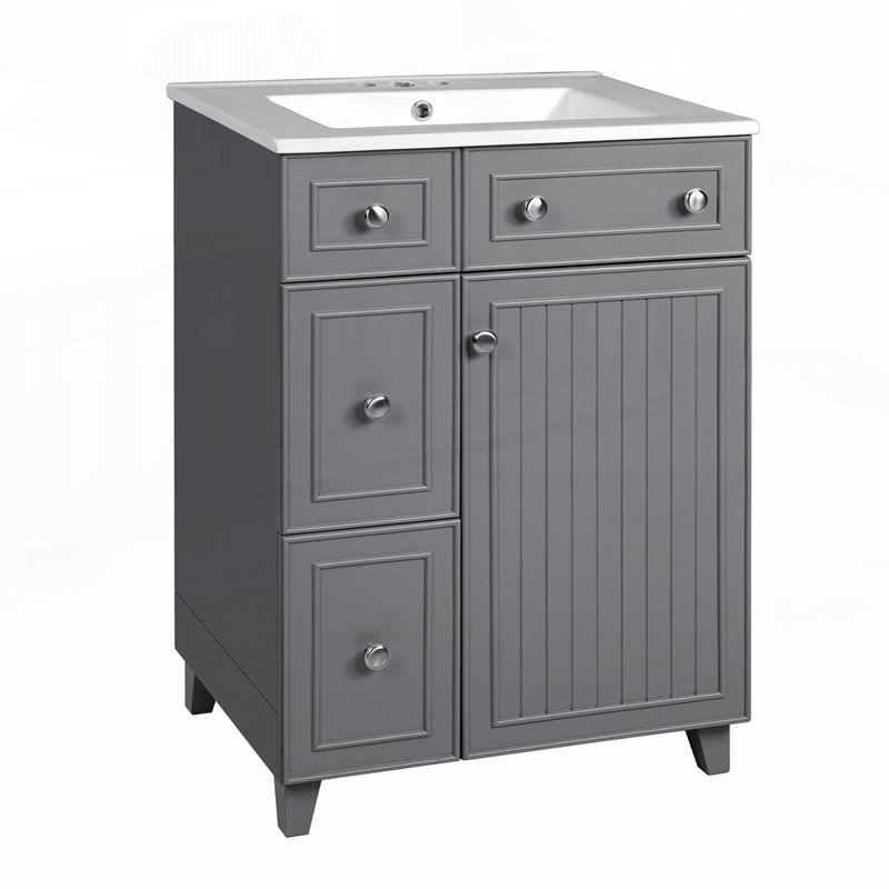 Charmant meuble-lavabo avec rangement pratique et design élégant, Gris