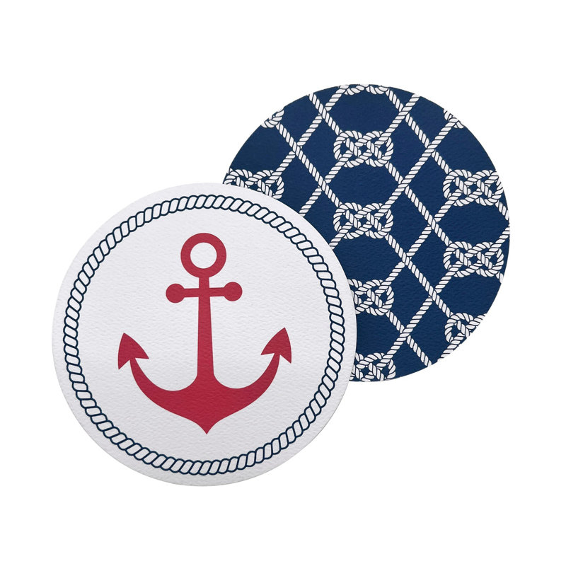 High Seas Aluminum Round Coaster Set With Holder