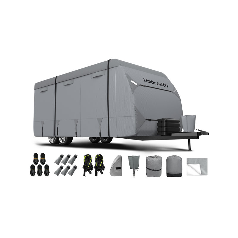 RV Cover Umbrauto Upgraded 7 Layers Top Camper Cover Travel Trailer Cover, 104.4" H x 102" W x 366" D