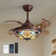 16" Tiffany Invisible Ceiling Fan Light With Remote Control And LED Light