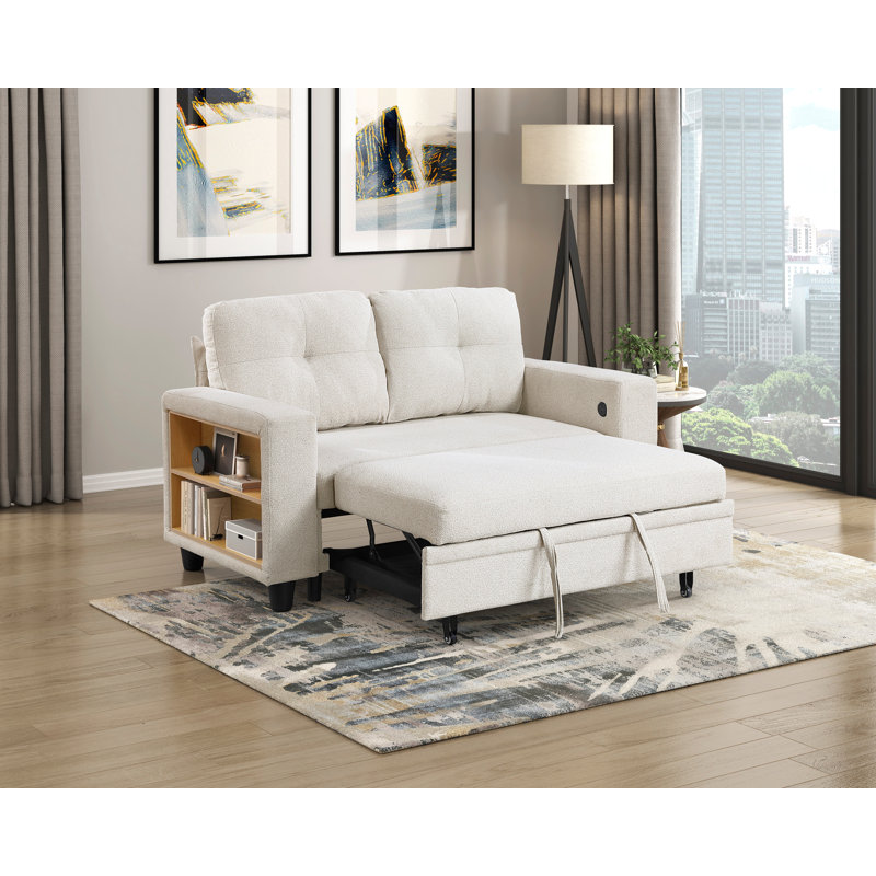 Causeuse avec lit gigogne Avani, Beige