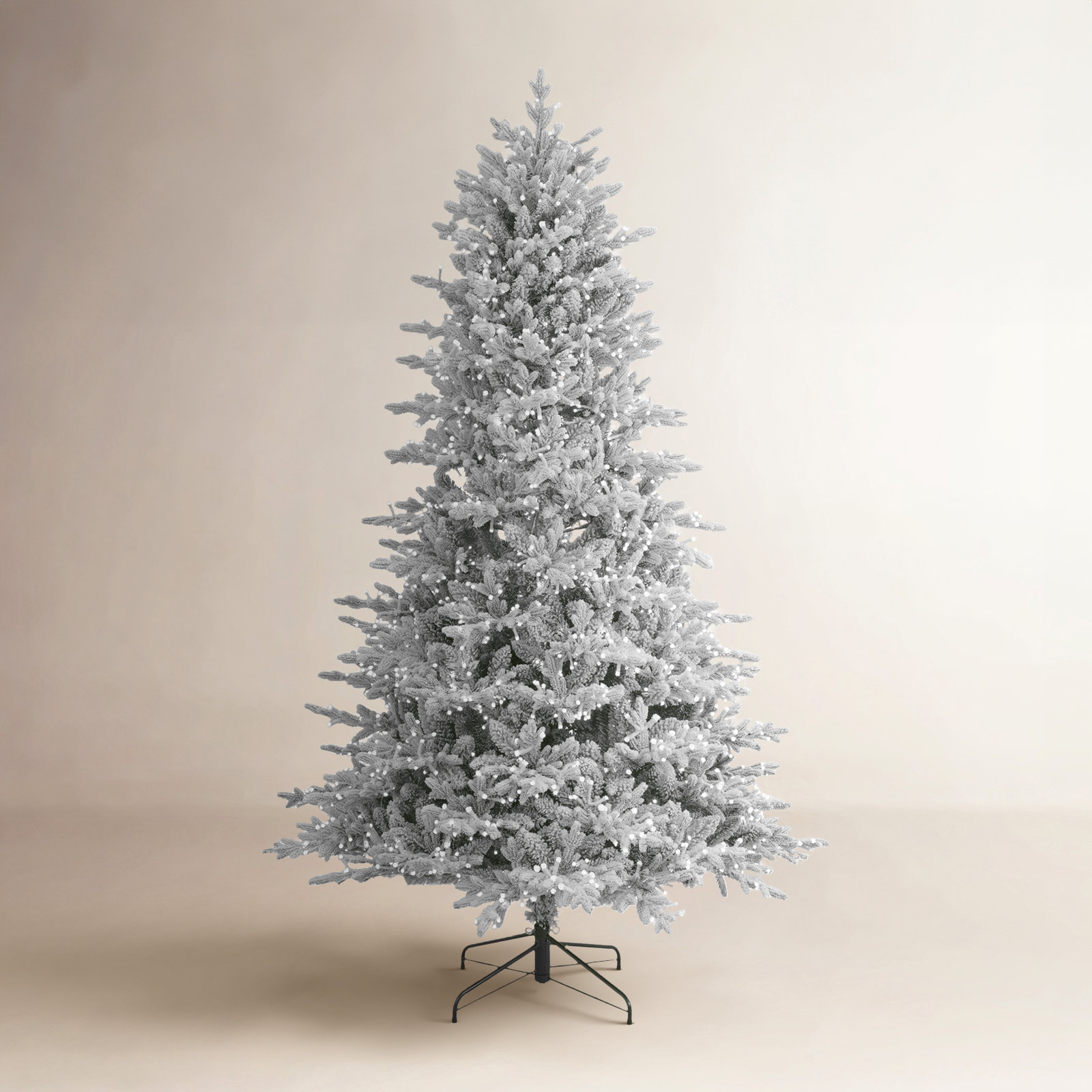 Dandan Flocked Lighted Artificial Christmas Tree - Includes a Tree Storage Bag and Remote Control, 7'