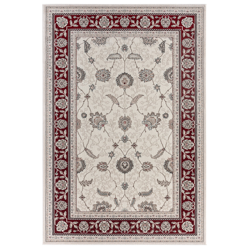 Tapis oriental crème / rouge Skillings, Rectangle 5 pi 3 po x 7 pi 7 po