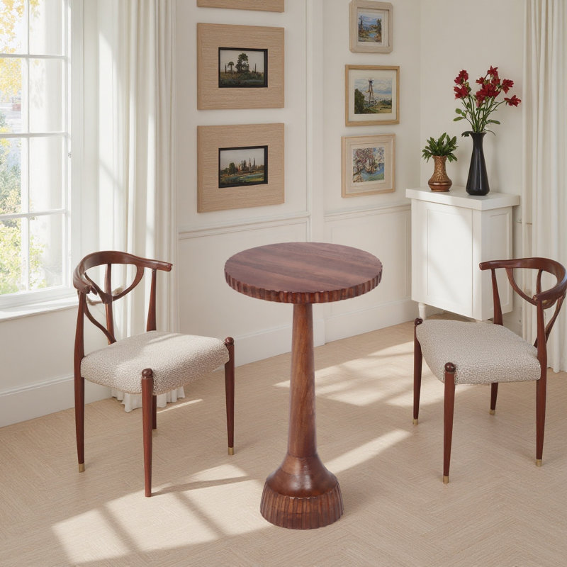 Table de bout ronde en bois de manguier