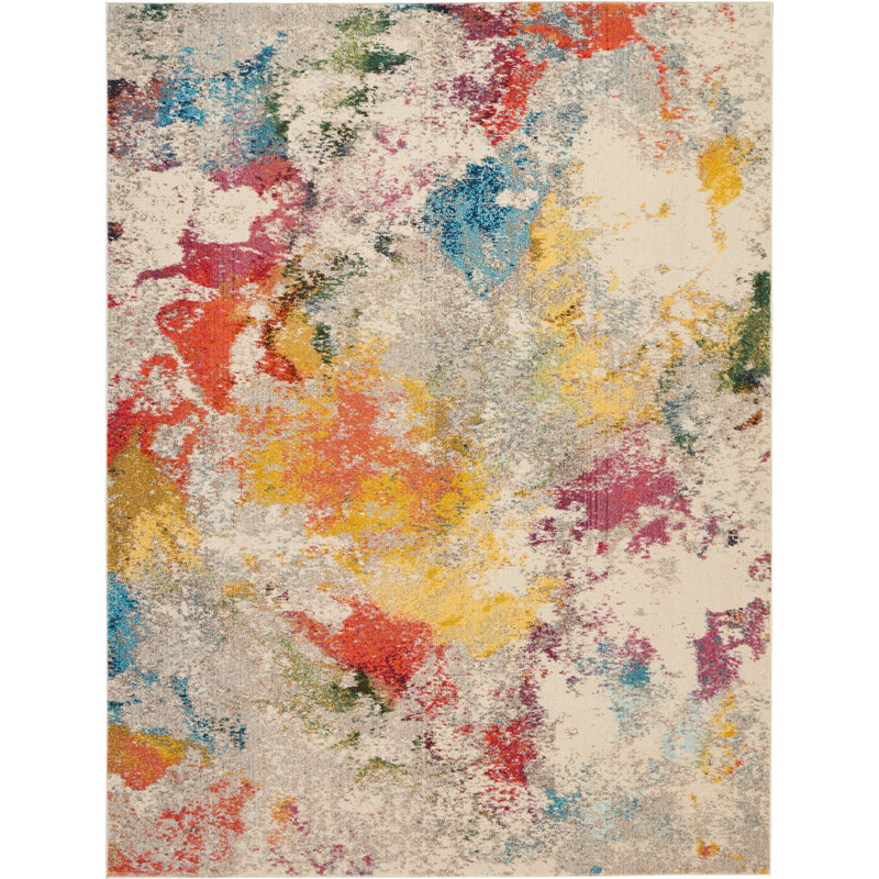 Tapis contemporain contemporain ivoire, Rectangle 9 pi x 12 pi