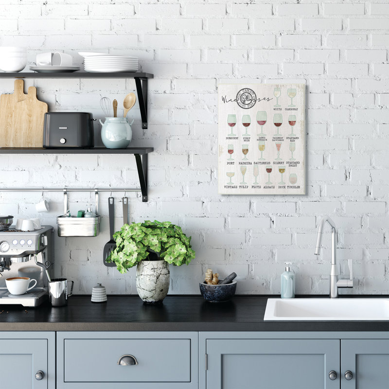 «Wine Glasses Chart Infographie Kitchen Home Design», impression, Plaque murale, H 19 po x l 13 po