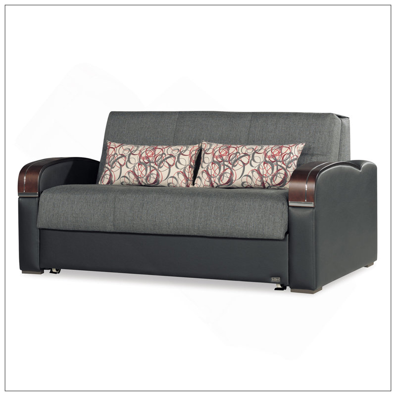 Causeuse convertible rembourrée avec rangement, Gris