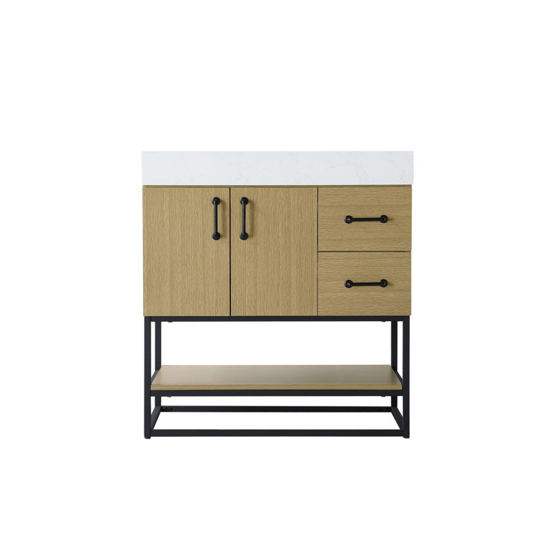 Meuble-lavabo simple 32 po, Brun miel