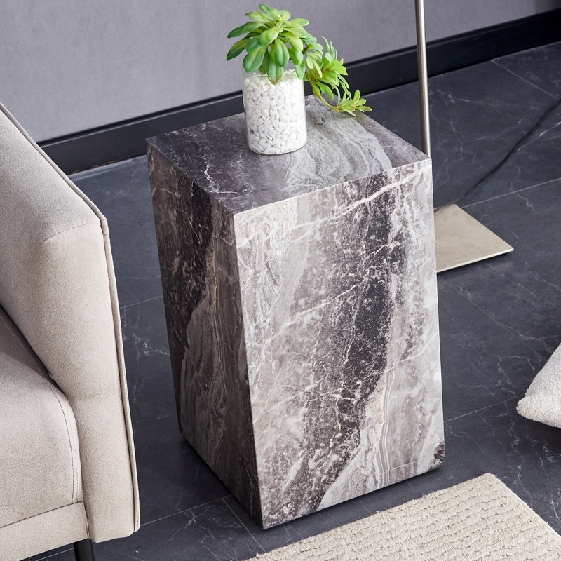 Table de bout compacte 20 po, Gris, H 19,69 po x l 11,81 po x P 11,81 po