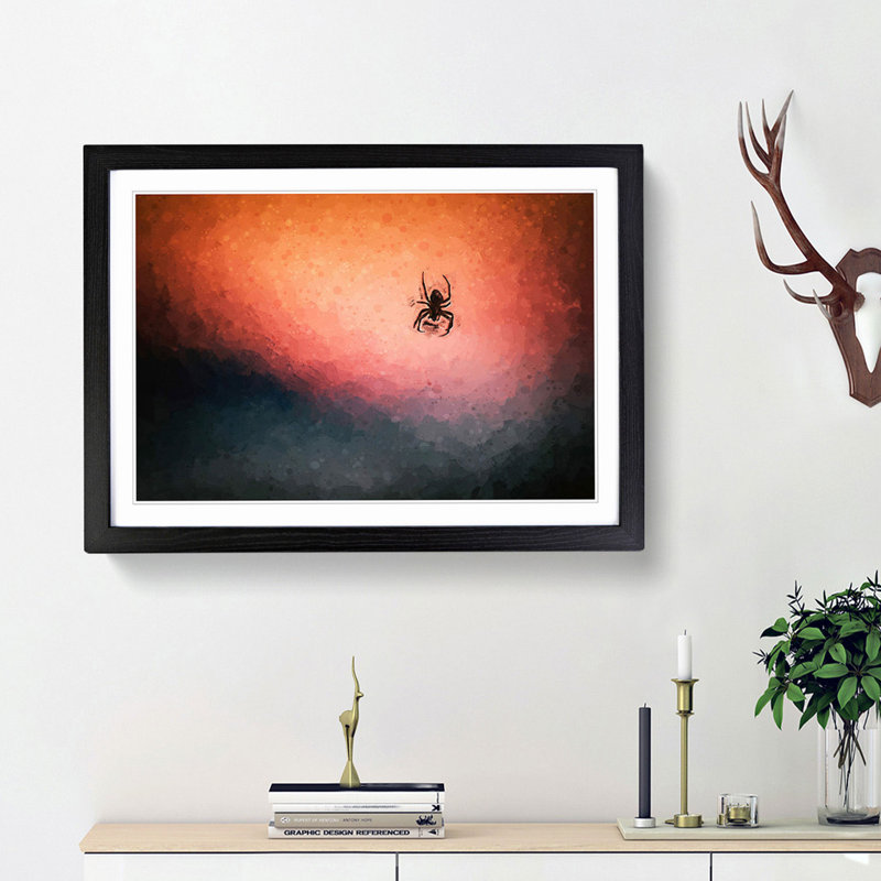 Spiders Web in Abstract - Framed Print, 36cm H x 48cm W x 2cm D, Black Framed