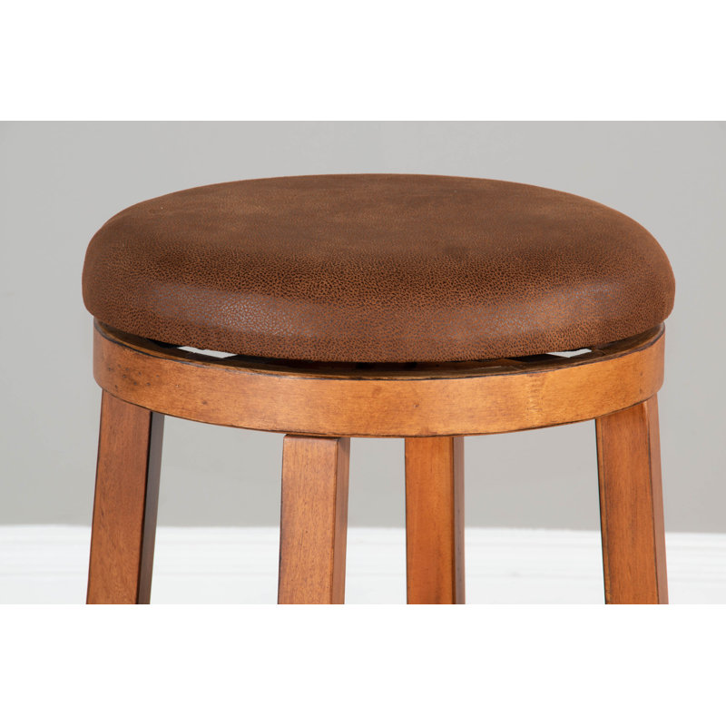 Sears Swivel Upholstered Counter Stool, Bar Stool (30" Seat Height), Rustic Oak