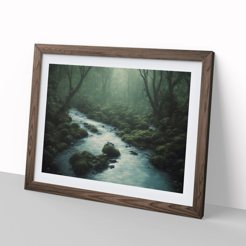 Amazing Forest Stream - Framed Print, 34cm H x 46cm W x 2cm D, Walnut