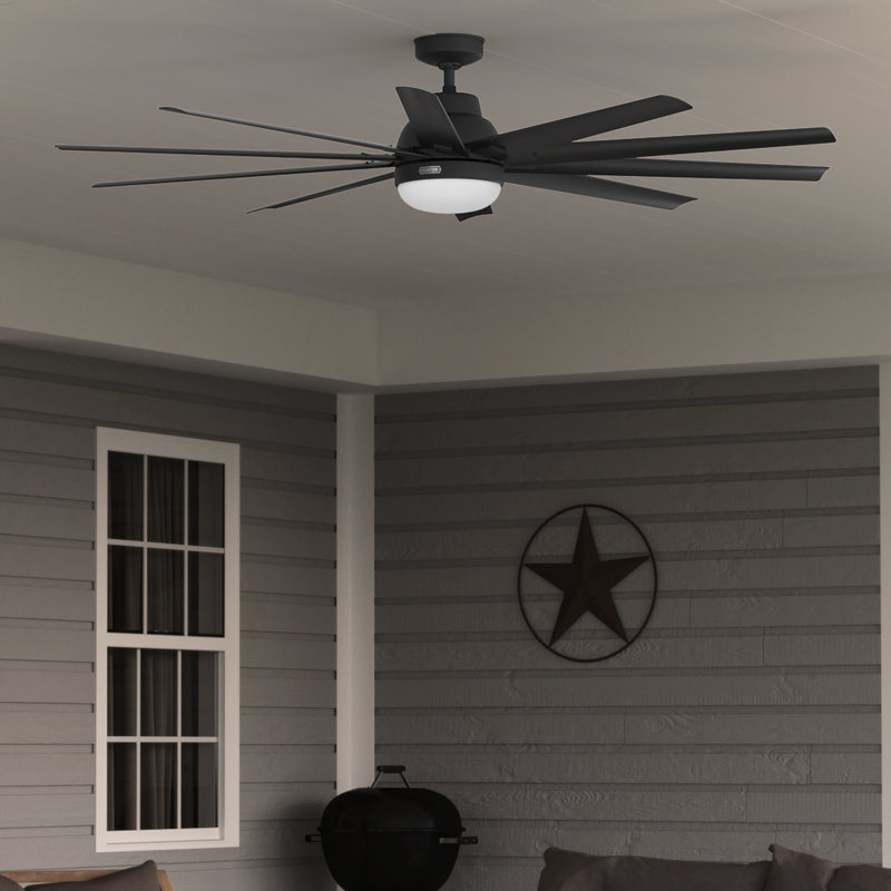 Ventilateur de plafond standard à 10 pales Overton avec commande murale et ensemble d'éclairage inclus, 72"