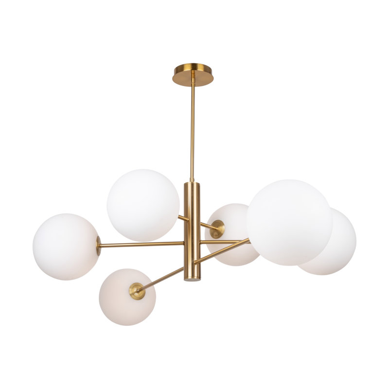 Lustre spoutnik / étoile à 6 lumières à intensité variable Aurelia, H 14 po x l 48 po x P 34,5 po