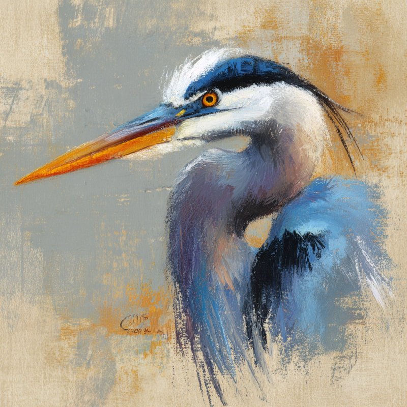 «Coastal Gaze Heron», art mural sur toile tendue, 30"W x 30"H x 1.5"D