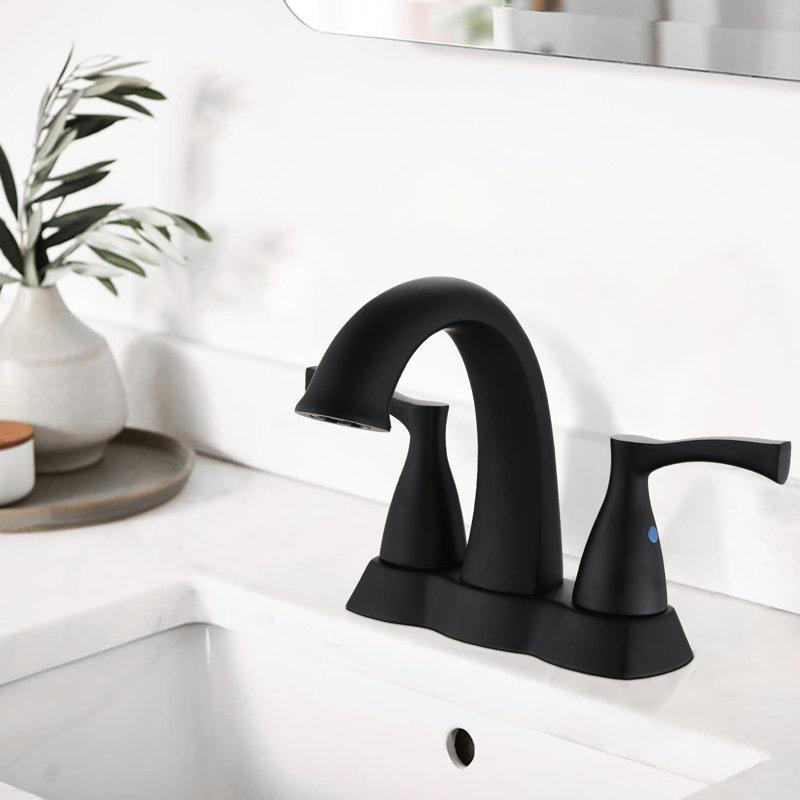 2 Handle 4" Bathroom Faucet, Matte Black. High-Grade Brass Build For Durability. Corrosion Surface. Pop-Up Drain  Plastic  With Overflow. Water Aerator. Easy Installation 2 Sinks Black 4-Inch Faucet.