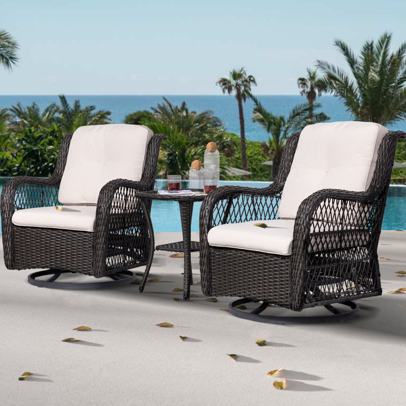 Bautram 2 - Person Outdoor Seating Group with Cushions, Beige, Brown