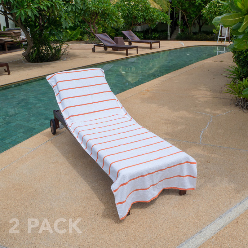 Orange Patterned Cotton Kids Chaise Lounge Covers, 30x85 in, Set of 2