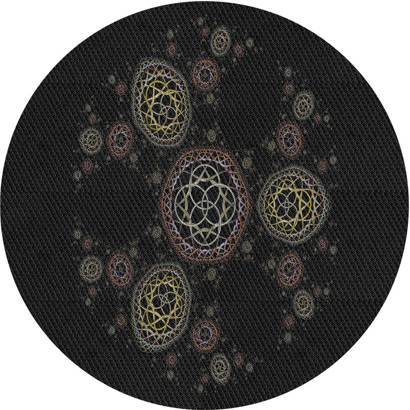 Tapis noir/brun à motifs, Rond 4 pi