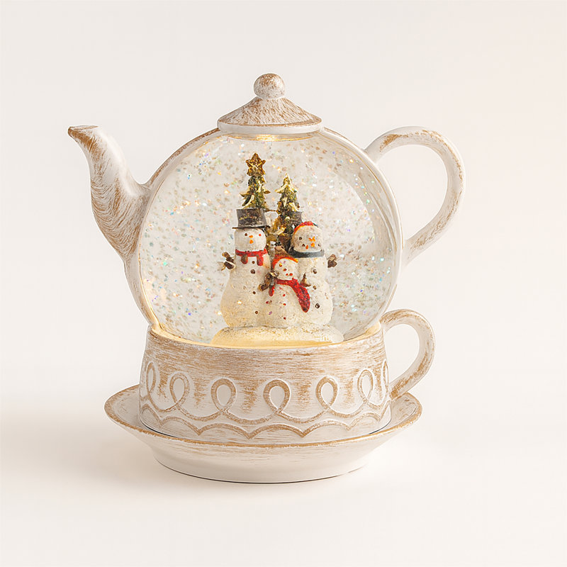 Snow Glitter Led Swirl Teapot