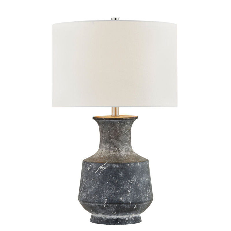 Burke 25.5" Resin Table Lamp with Fabric Shade, Gray-Blue