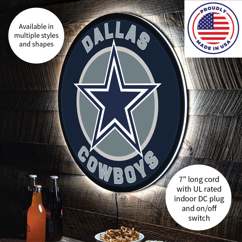 NFL LED Round Lighted Wall Sign, Dallas Cowboys
