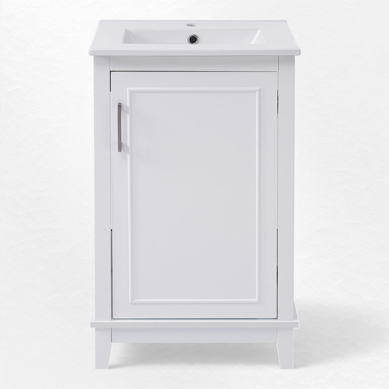 Meuble-lavabo simple 20 po avec comptoir en céramique, Blanc