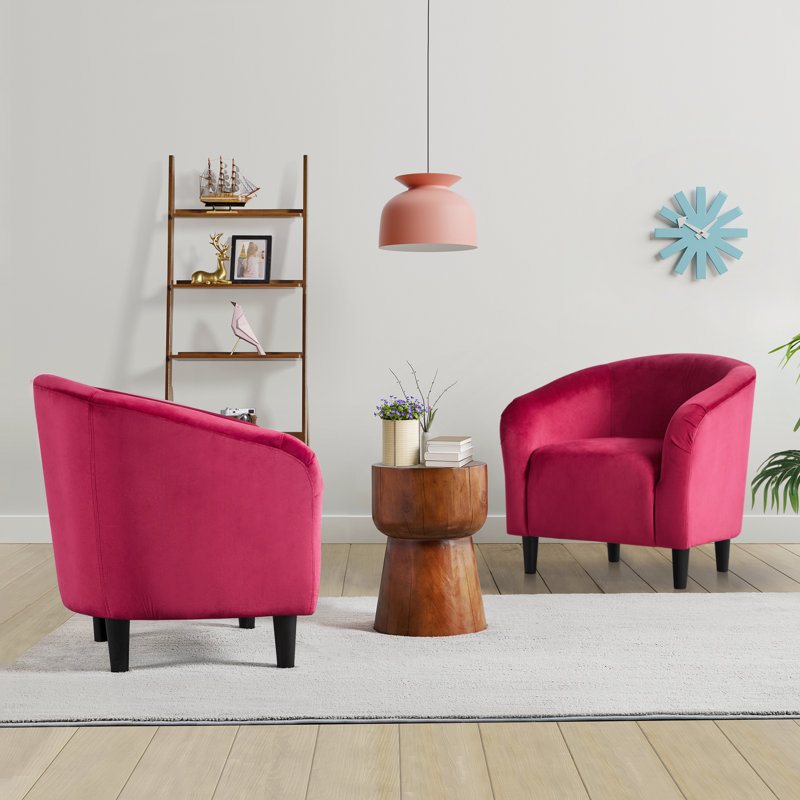 Robeson 28" Wide Velvet Barrel Chair, Rose Red Velvet
