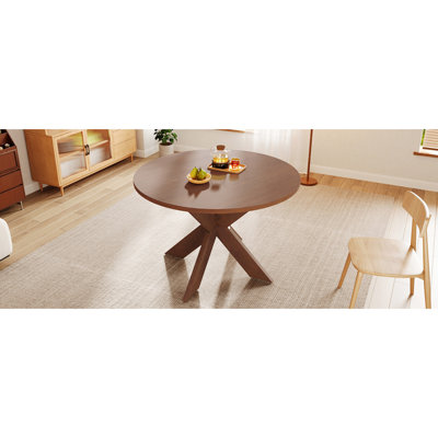 Table ronde moderne en merisier, 5 sièges confortables, design de haute qualité, montage facile et rapide, style américain classique.