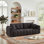 Canapé rembourré en chenille de 91,5 po de style moderne avec accoudoirs arrondis et confort surdimensionné pour le salon