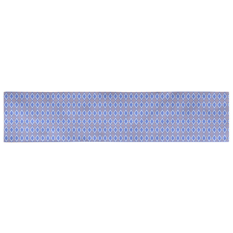 Chemin de table à carreaux géométriques Avicia, 73,5 po x 17,5 po, Polyester, Bleu / Orange