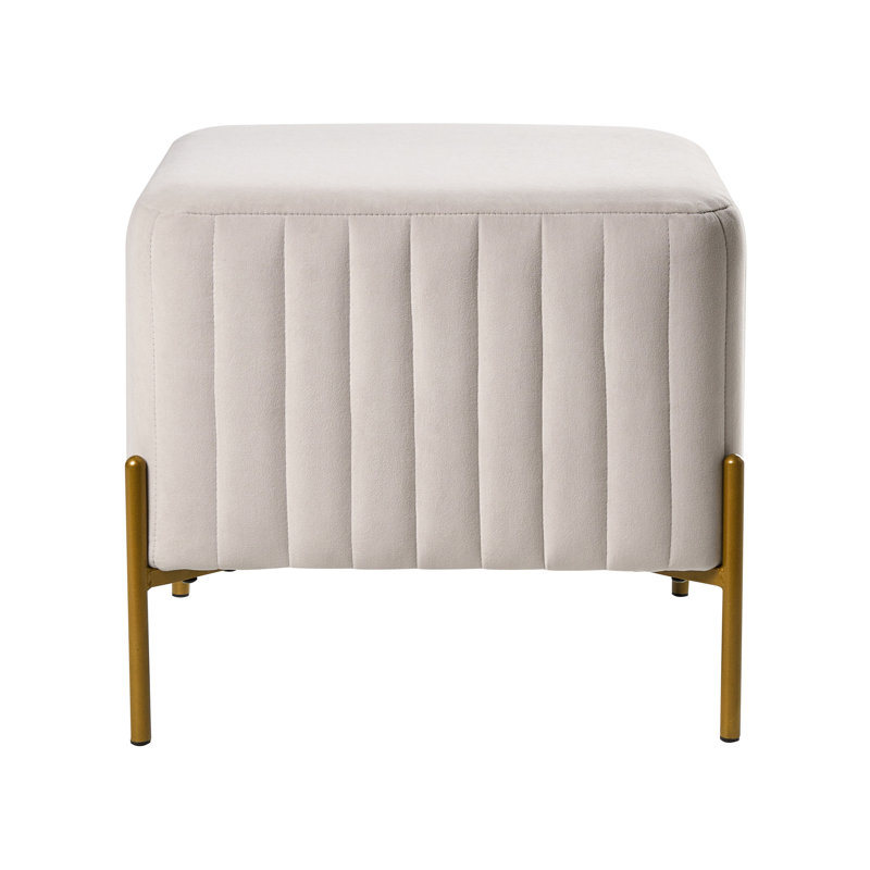 Footstool Benzant Velvet, Off White