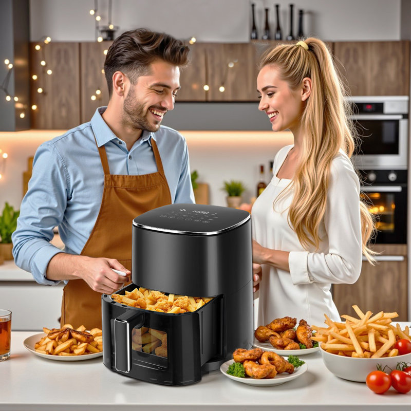 Homewell Air Fryer 12-in-1 with 6-Quart Capacity, Viewing Window, Air Fry, Roast, Reheat, Dehydrate, Bake, Steam, And More, 400°F Max Temperature
