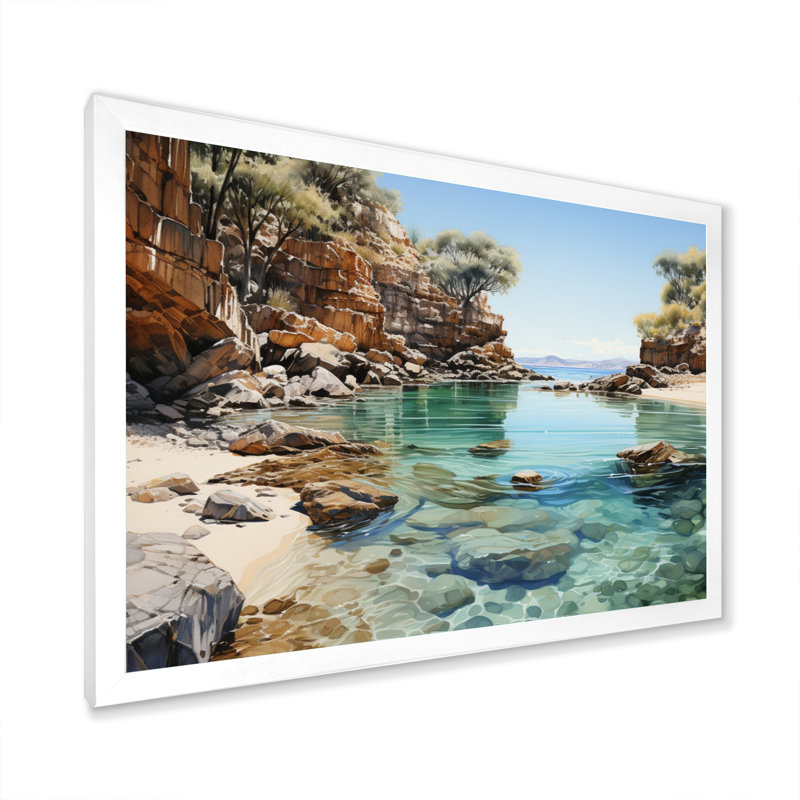 Bevard Rocky Beach Isolé sur toile, H 30 po x l 40 po x P 1,5 po, Cadre simple blanc