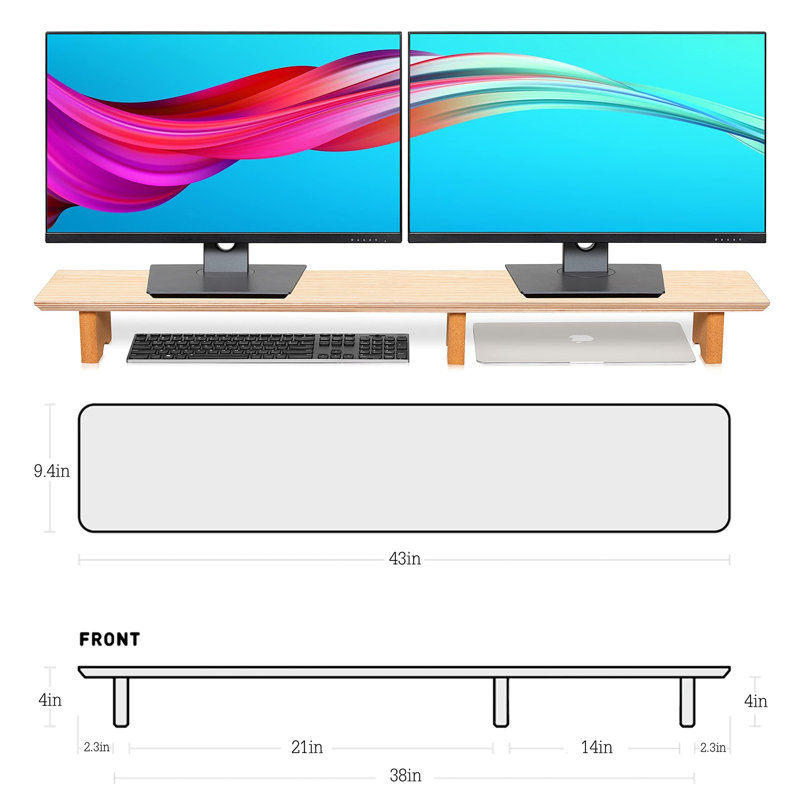 Manufactured Wood Monitor Stand, 10.5cm H x 109cm W x 23.5cm D