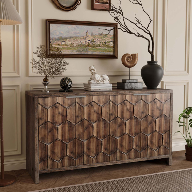 Accent Cabinet Farmhouse Style Wooden Cabinet Sideboard