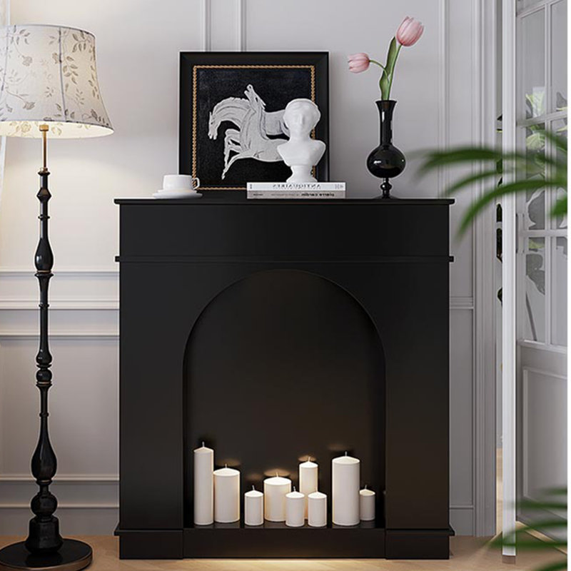 Manufactured Wood Electric Fireplace, Black