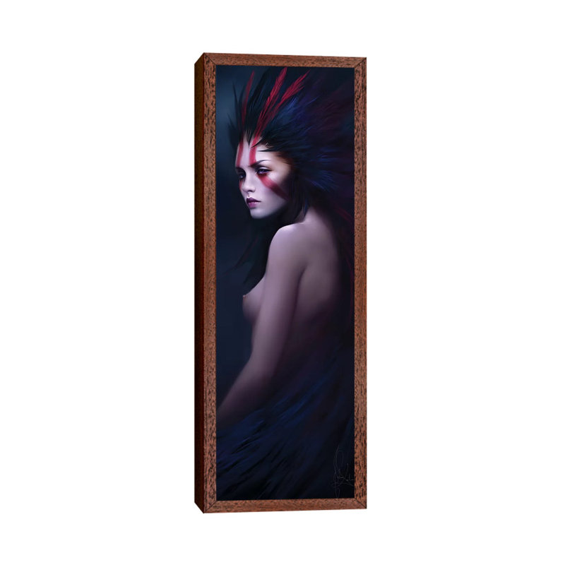 Black Swan by Melanie Delon - Panoramic Print on Canvas, Classic Brown Wood Framed, 121.92 cm H x 40.64 cm W