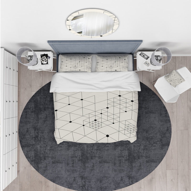 Ensemble de housse de couette à composition triangulaire géométrique designart, Housse de couette grand + 2 taies décoratives