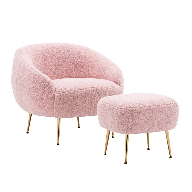 Méridienne avec repose-pieds l 30,9 po Meekah, Velours rose Altay