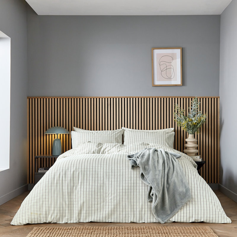 Tranquil Check Duvet Cover Set, Grey Chequered, Single Duvet Cover + 1 Pillowcase
