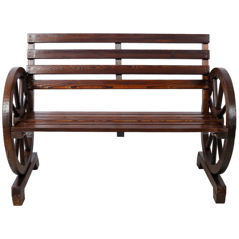 Banc en bois Rustic Wagon Wheel
