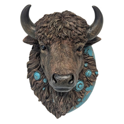 Buste de bison avec turquoise Land & Legacy