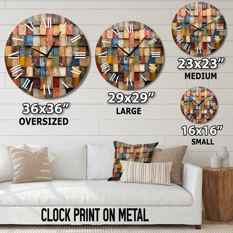 Horloge murale en mosaïque de couleurs terreuses colorées III - Boho, Médium