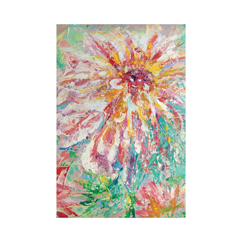 Abstracted Dahlia 1 Piece Wrapped Canvas Painting, 101.6 cm H x 66.04 cm W