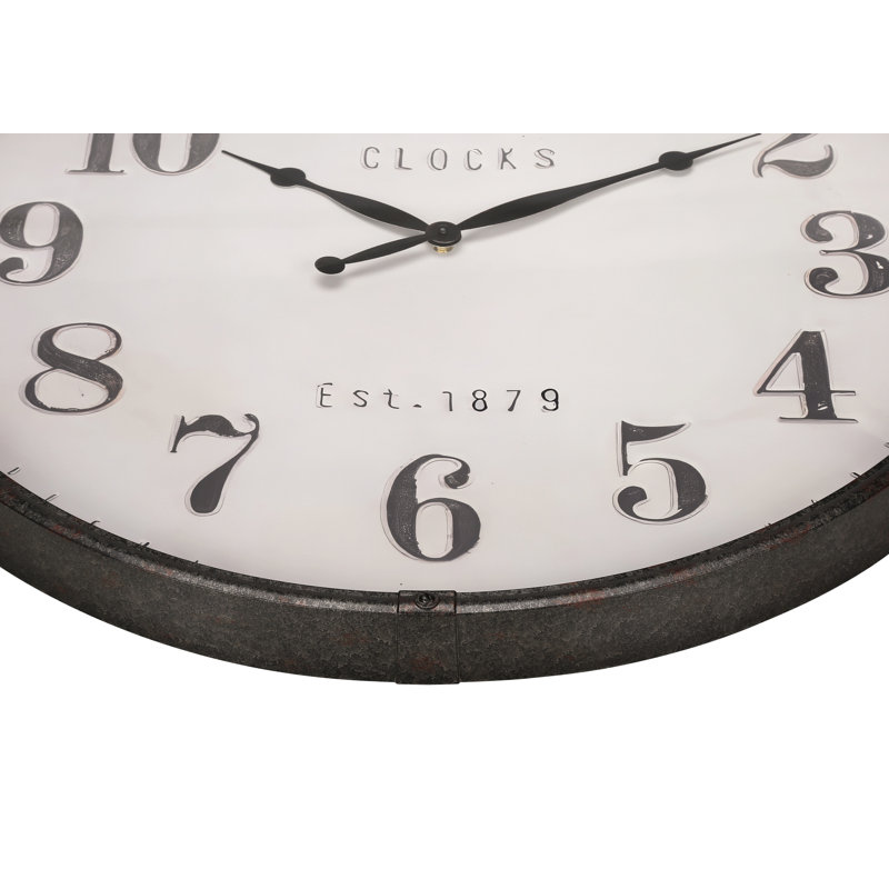 Horloge murale, ronde, 30 po, grande horloge murale, brun, transitionnel