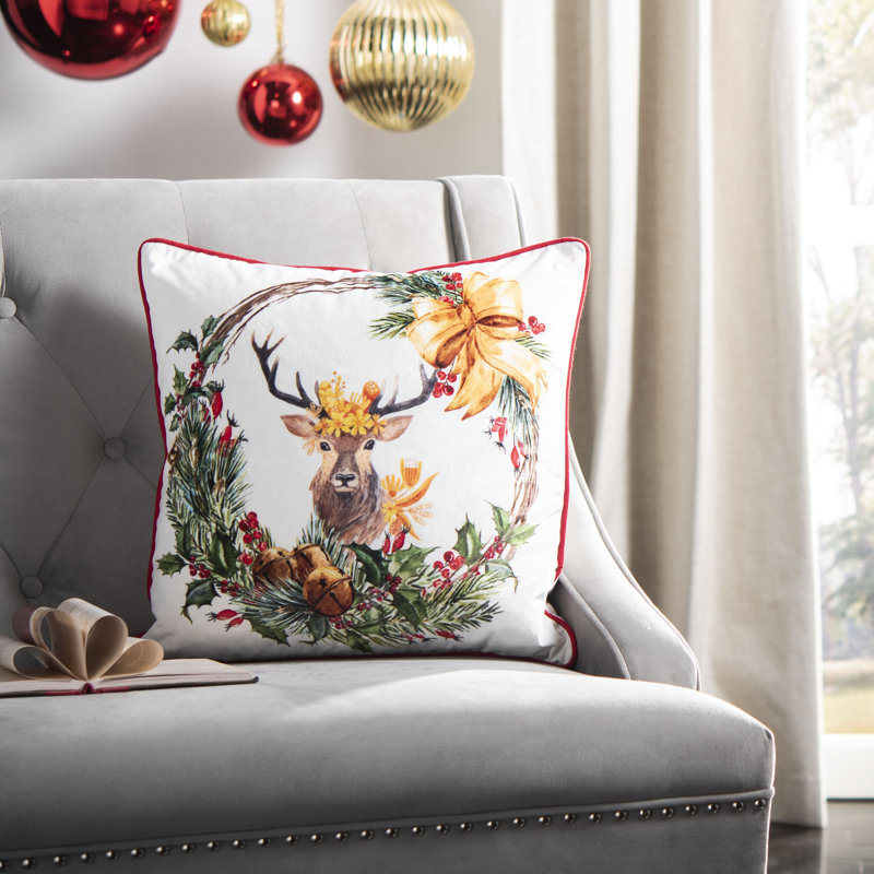 Embroidered Reversible Throw Pillow