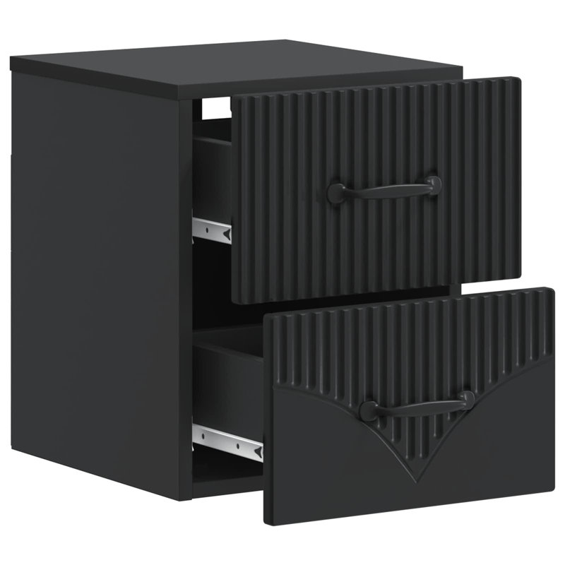 34.5cm W Manufactured Wood Bedside Table, Black