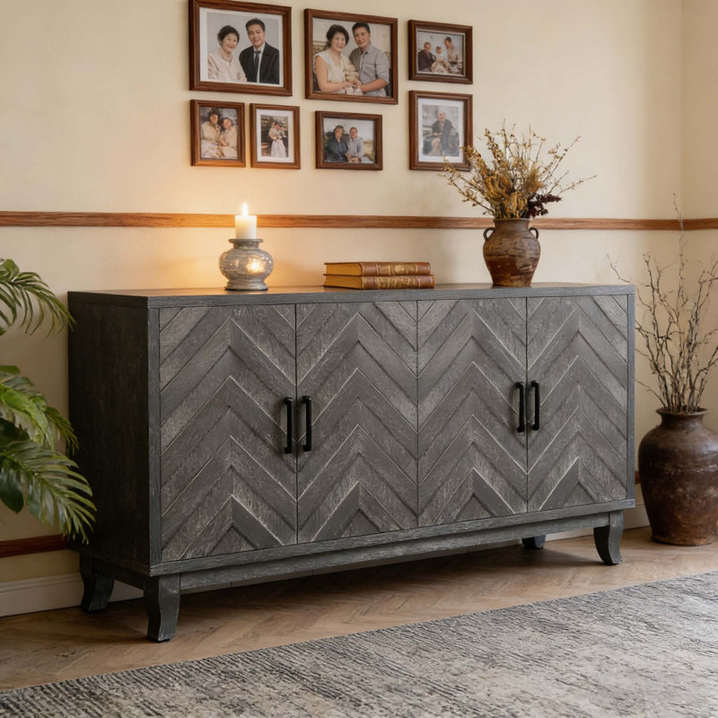 Buffet laqué de style rétro, Gris foncé antique