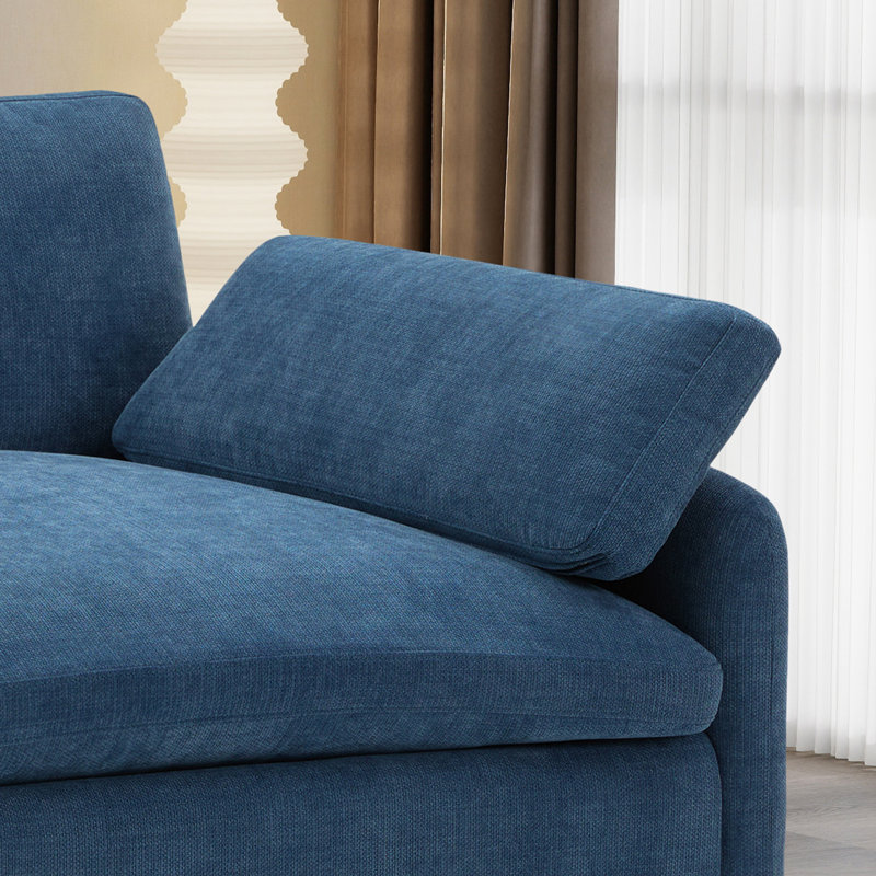 Fauteuil d'appoint moderne et surdimensionné en chenille, Bleu